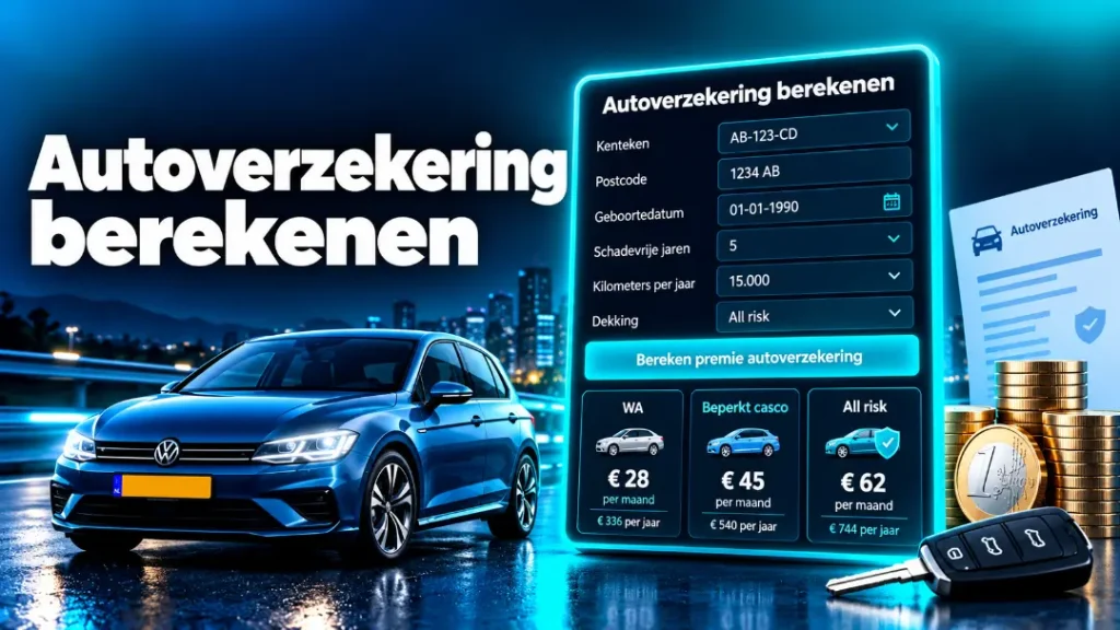 Autoverzekering berekenen met calculator voor WA, beperkt casco en allrisk dekking