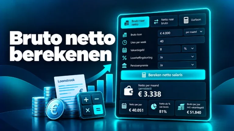 Bruto netto berekenen met calculator voor nettoloon, bruto salaris en belasting
