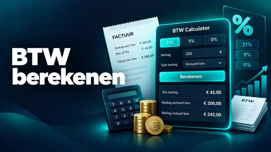 BTW berekenen met calculator voor 21%, 9% en 0% btw