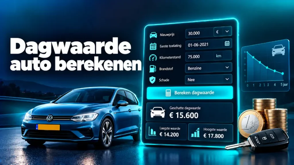 Dagwaarde auto berekenen met calculator voor autowaarde, kilometerstand en afschrijving
