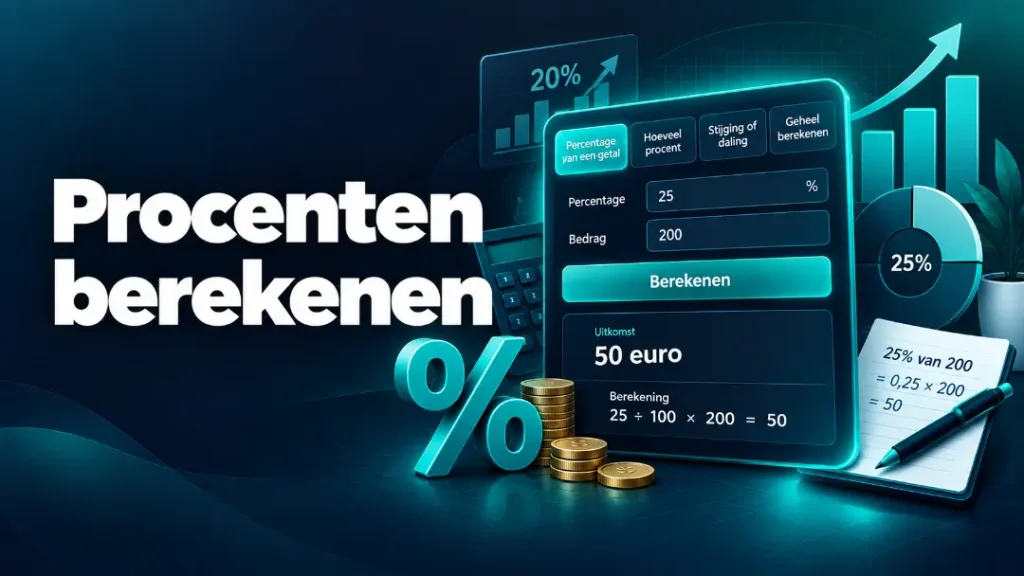 Procenten berekenen met een procentencalculator voor bedragen en percentages