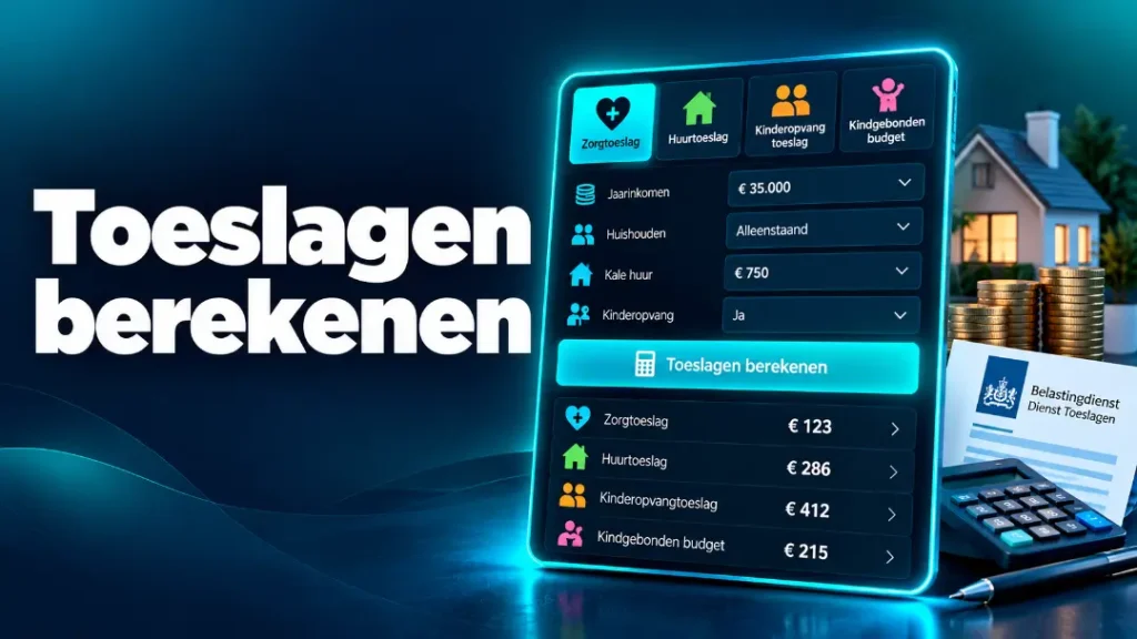 Toeslagen berekenen met calculator voor zorgtoeslag, huurtoeslag en kinderopvangtoeslag