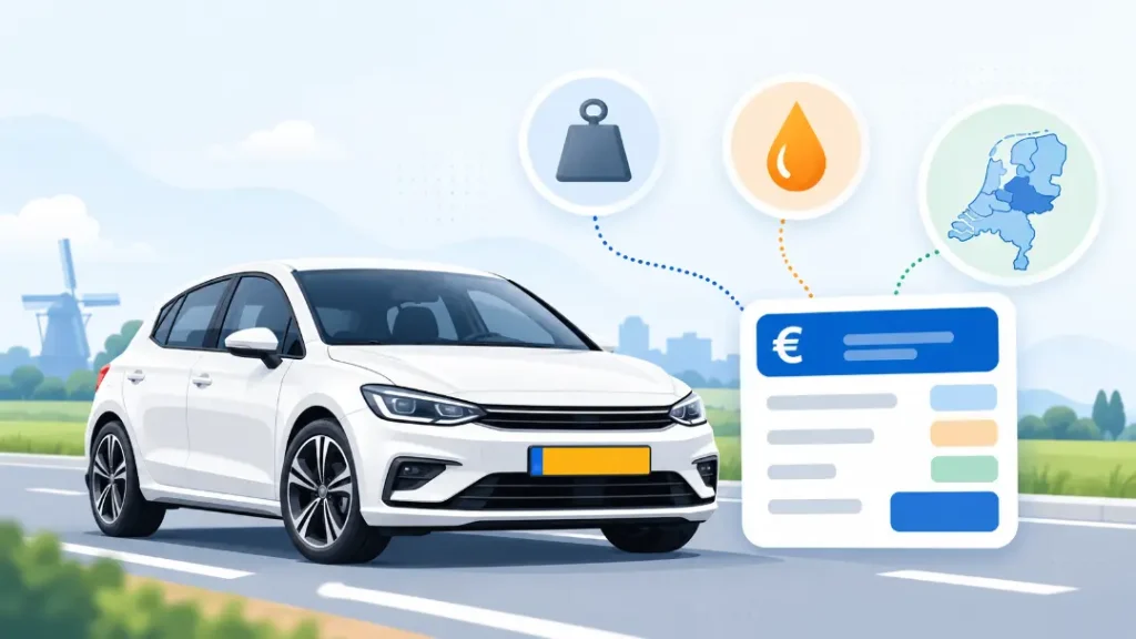 Wegenbelasting berekenen op basis van massa rijklaar, brandstof en provincie